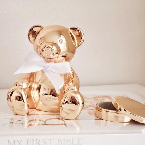 Gold Plated | Silver Plated| Bear Money Box| Money Box |Keepsake | Christening Keepsake | Baptism Gift | Nursery Gift | New Baby | Favour