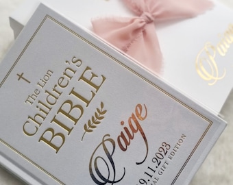 Personalised Lion Children's Bible | Christening Keepsake, Baptism Gift Box