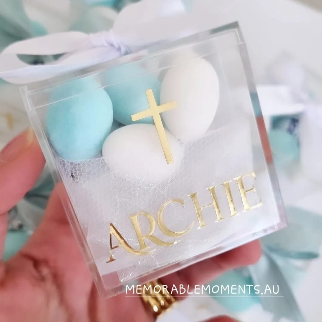 Personalised Sugar Almond Bonbonniere Acrylic Christening Favour — free download