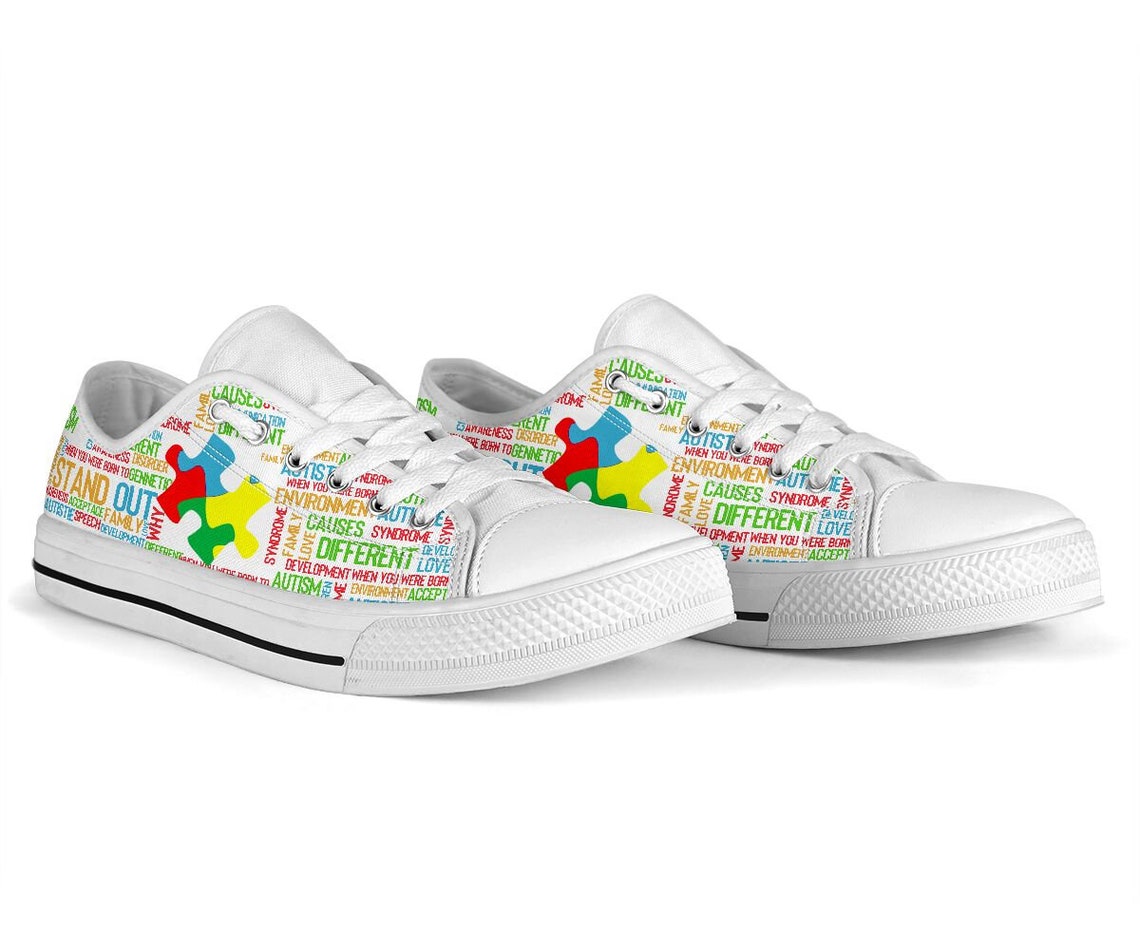 Autism Awareness Low Top Shoes Autism Puzzle Shoes Autism Etsy