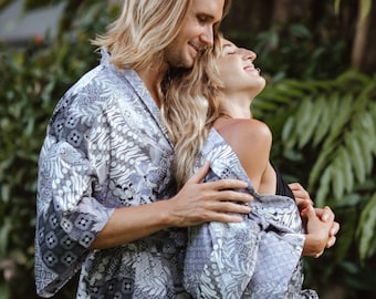 Traditional mens silk kimono robe, Oversized plus size dressing gown, Luxury loungewear bathrobe for man, gift for husband, boyfriend,  Bali