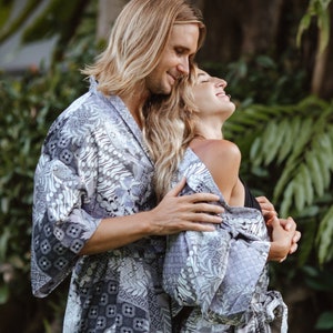 Traditional mens silk kimono robe, Oversized plus size dressing gown, Luxury loungewear bathrobe for man, gift for husband, boyfriend,  Bali