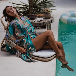 Silk blend kimono robe for woman