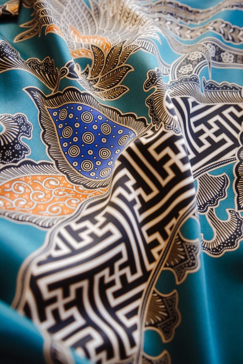 Mens Silk Blend Kimono Robe, Luxury Dressing Gown image 7