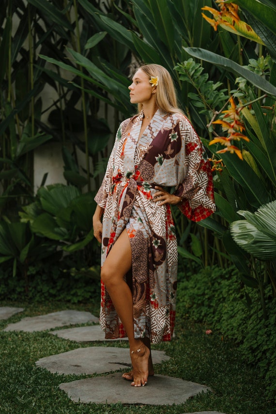 Bali Silk Kimono Robe Long Lounge 