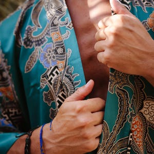 Mens Silk Blend Kimono Robe, Luxury Dressing Gown image 5