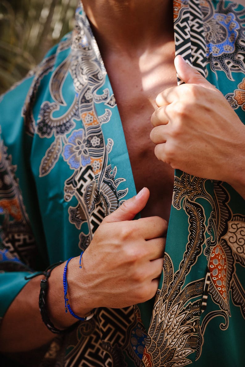 Mens Silk Blend Kimono Robe, Luxury Dressing Gown image 5