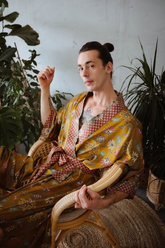 strapless open back dress Silky Soft Mens Kimono Robe, Masculine Elegant Classic Sustainable Vintage House Robe Gift | Timeless Comfy Lounge Beach Wear