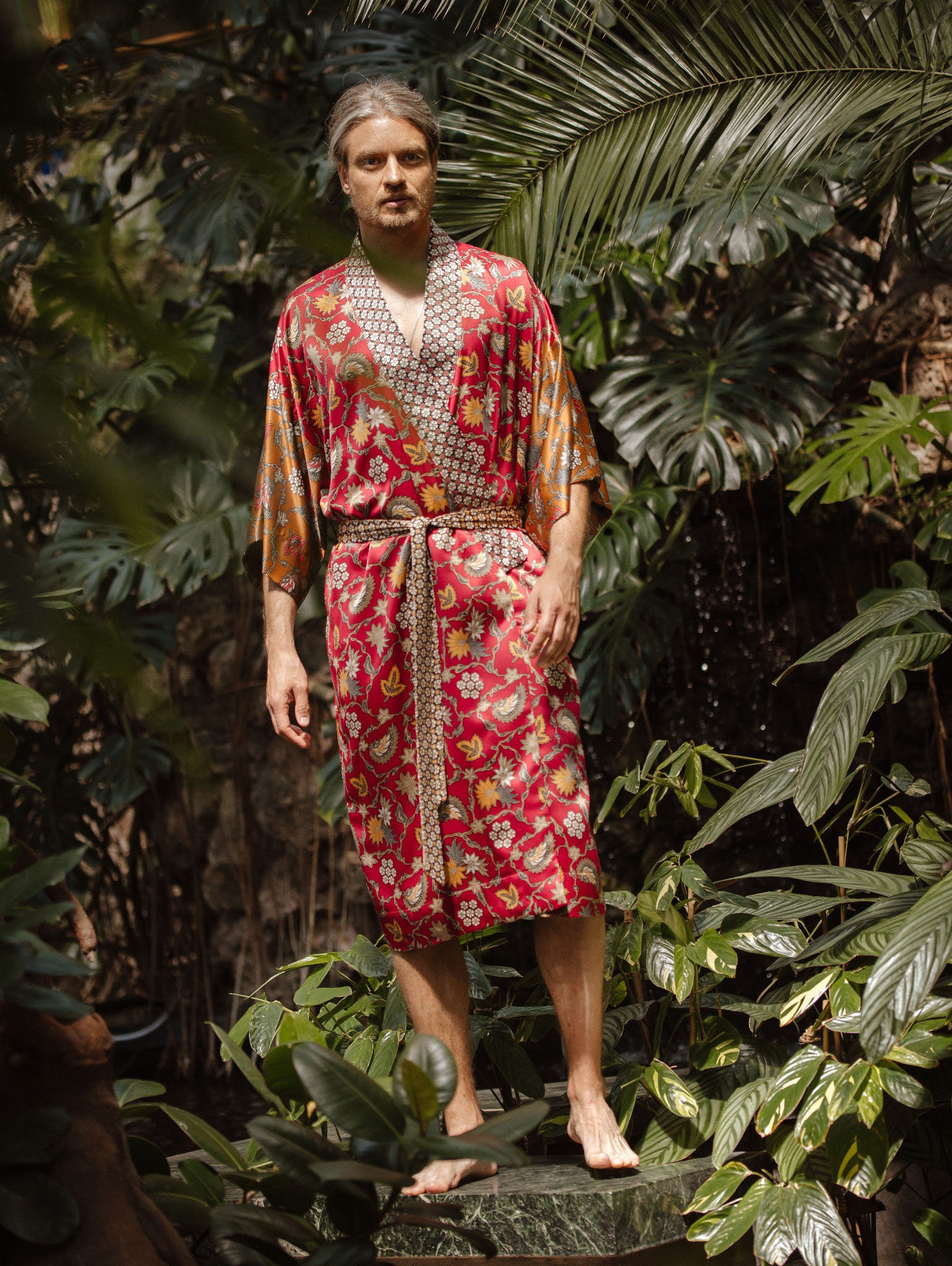 Bohemian Mens Silk Kimono / Red Silk Kimono Robe For Man / Etsy