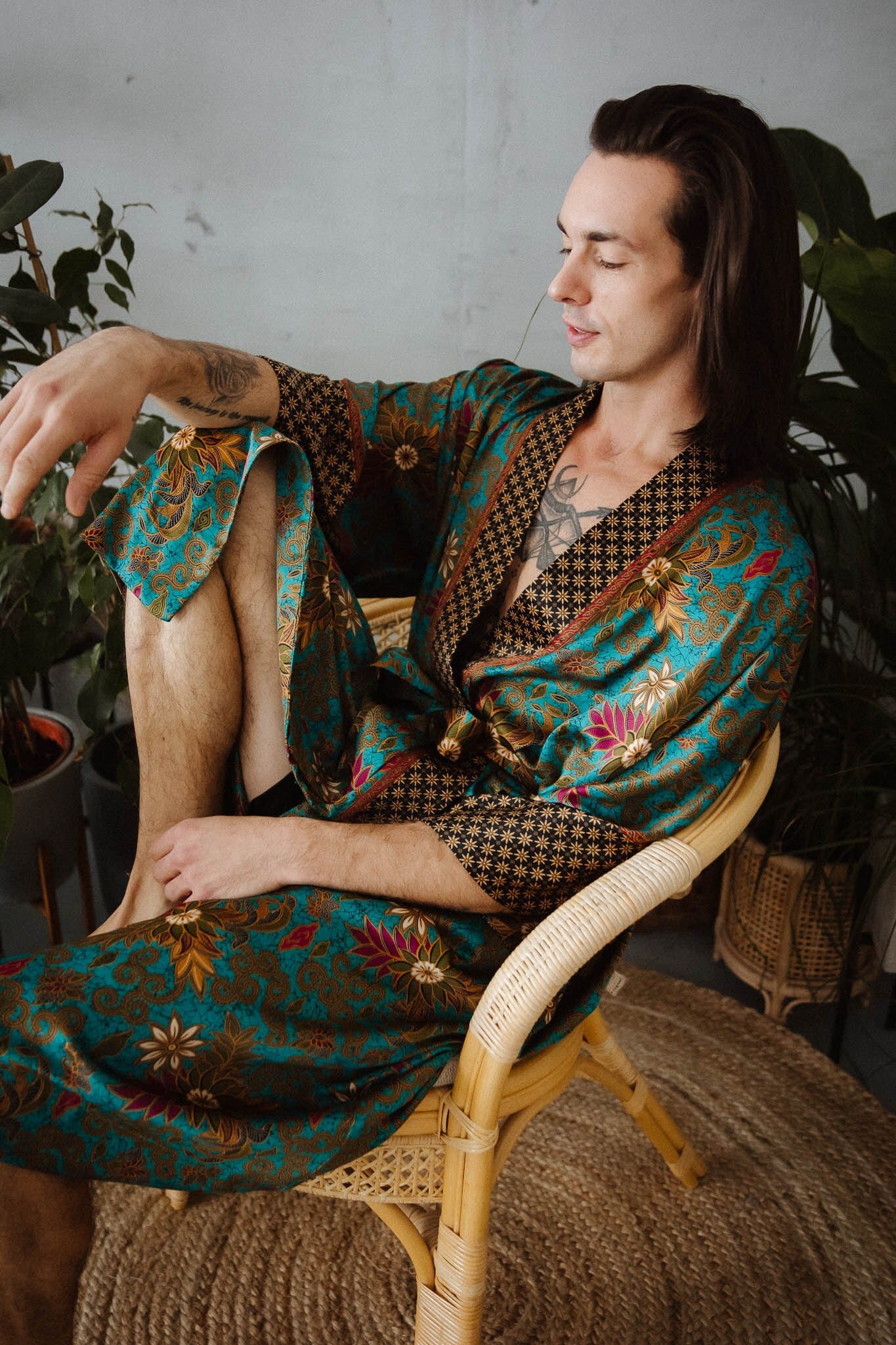 green floral dressing gown FRANCA BLACK MINI DRESS – Filiarmi main image 0