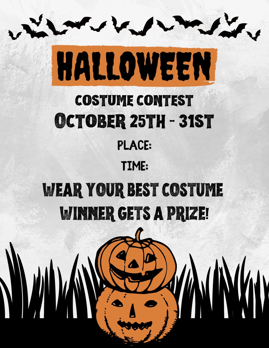 Halloween Costume Contest Flyer Digital Template - Etsy