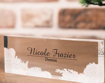 Personalized Acrylic Desk Name Plate, Custom Office Decor