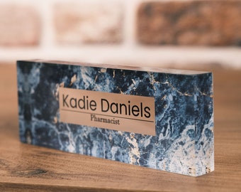 Personalized Acrylic Desk Name Plate, Custom Office Decor