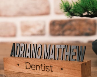 Custom Wooden Name Plate, Personalized Desk Nameplate, Coworker Gift