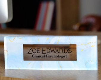Modern Acrylic Desk Name Plate, Personalized Office Decor