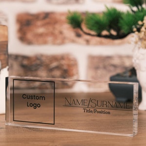 Desk Plaque Personalized Company Logo, Desk Name Plate with Logo, Desk Name Plate, Personalized Company Logo, Custom Business Sign,Job Gift
