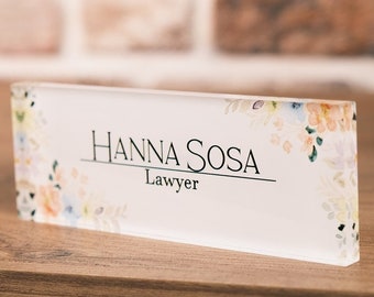 Personalized Acrylic Desk Name Plate, Modern Office Decor