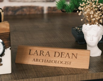 Christmas CoWorker Gift, Wood Name Plate, Phd Graduation Gift, Custom Name Sign, New Office Gift, Decorative Office Accessory, Gift for Boss