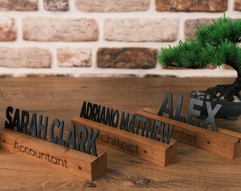 Benutzerdefinierte Schreibtisch Holz Namensteller, Bürozubehör Geschenk, Geschenk für Chef, Geschenk neues Büro, personalisierter Schreibtisch aus Holz, neuer Job Geschenk