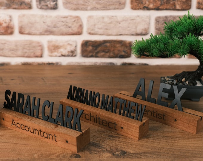 Custom Desk Wood Name Plate , Office Accessory Gift, Gift for Boss, Gift New Office, Personalized Wooden Desk Name Plate, New Job Gift