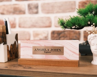 Custom Acrylic Desk Name Plate, Graduation Gift with Wooden Stand