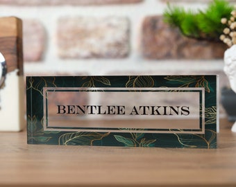 Personalized Acrylic Name Plate, Custom Office Desk Sign