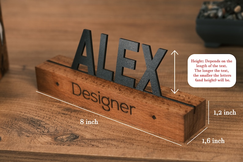 Custom Desk Wood Name Plate , Office Accessory Gift, Gift for Boss, Gift New Office, Personalized Wooden Desk Name Plate, New Job Gift image 9