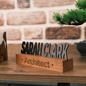 Custom Desk Wood Name Plate , Office Accessory Gift, Gift for Boss, Gift New Office, Personalized Wooden Desk Name Plate, New Job Gift image 7