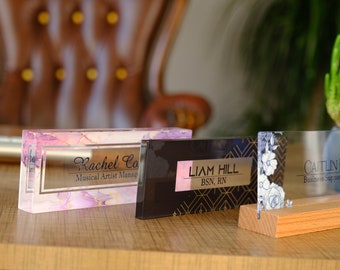 Personalized Acrylic Desk Plaque, Custom Office Name Sign