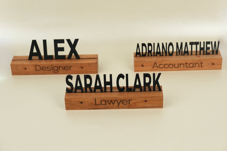 Custom Desk Wood Name Plate , Office Accessory Gift, Gift for Boss, Gift New Office, Personalized Wooden Desk Name Plate, New Job Gift image 10