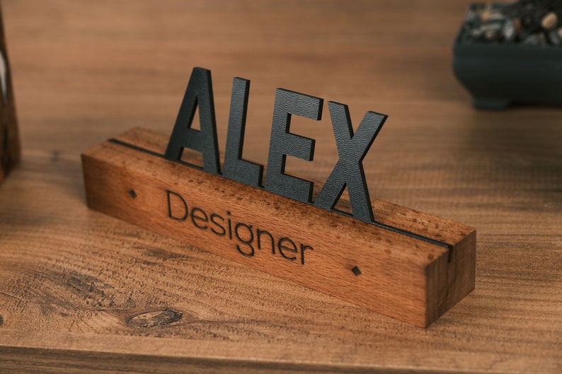 Custom Desk Wood Name Plate , Office Accessory Gift, Gift for Boss, Gift New Office, Personalized Wooden Desk Name Plate, New Job Gift image 4