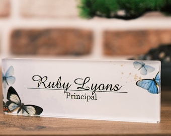 Personalized Acrylic Desk Name Plate, Custom Office Decor