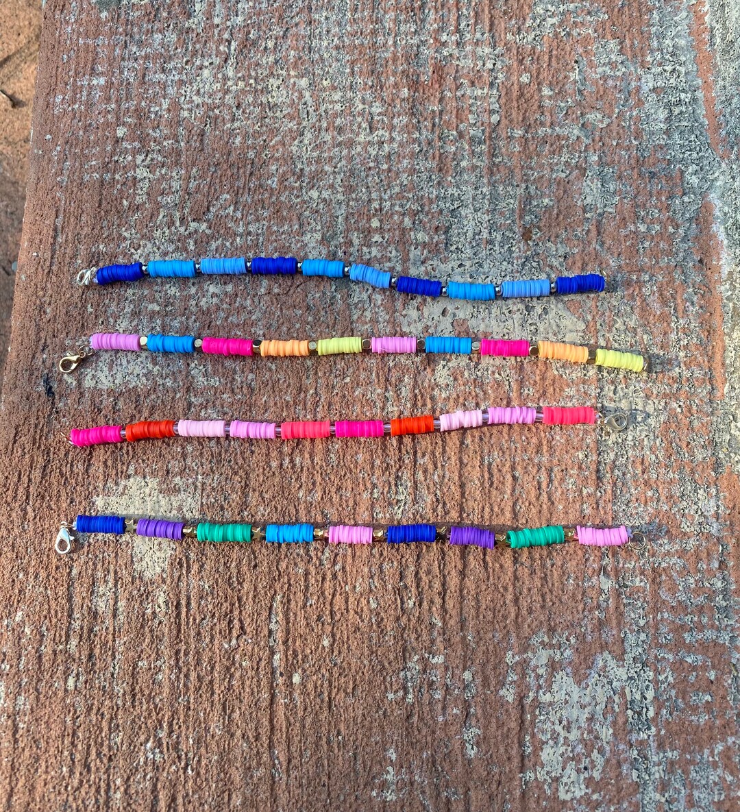 Colored Clay Bead Anklets Etsy