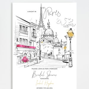 Editierbare Paris Brautparty Einladung, Paris Theme, Einladung, Brautparty, Baby shower, Event Einladung, DIY Templet, Chanel