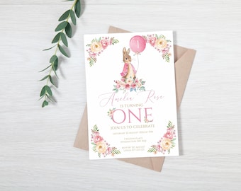EDITABLE Peter Rabbit Birthday Invitation - First Birthday Invitation - Peter Rabbit Party - First Birthday Invite - Peter Rabbit Birthday