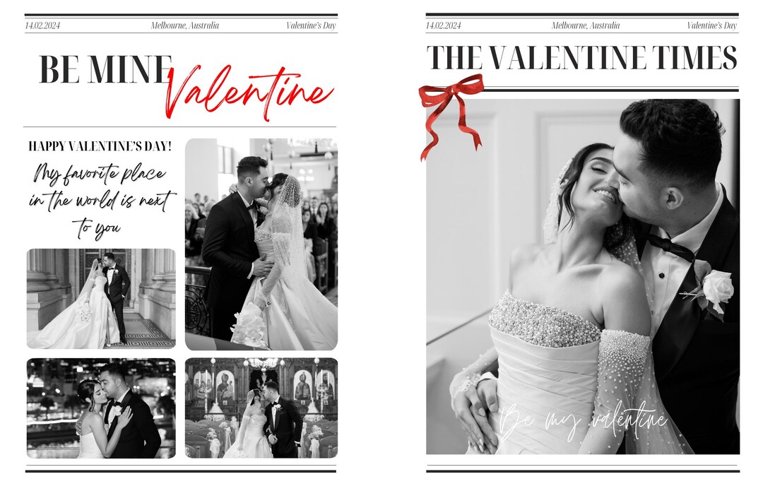 Wedding Newspaper Template Engagement Announcement, Save the Date