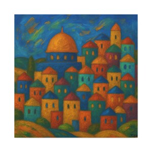 Twilight in the Old City, Judaica Art, Canvas Wall Art, Home Décor, Unique Gift,  Stretched Canvas