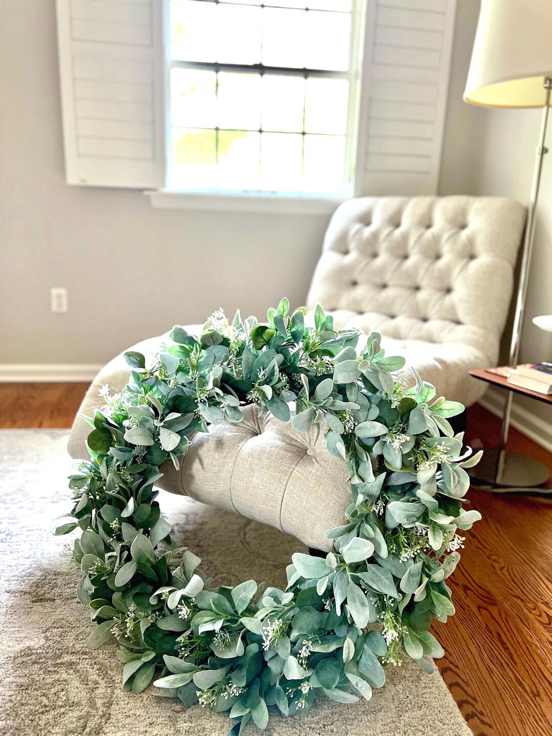 Year Round Lamb’s Ear and Eucalyptus Wreath, Everyday Greenery Wreath ...