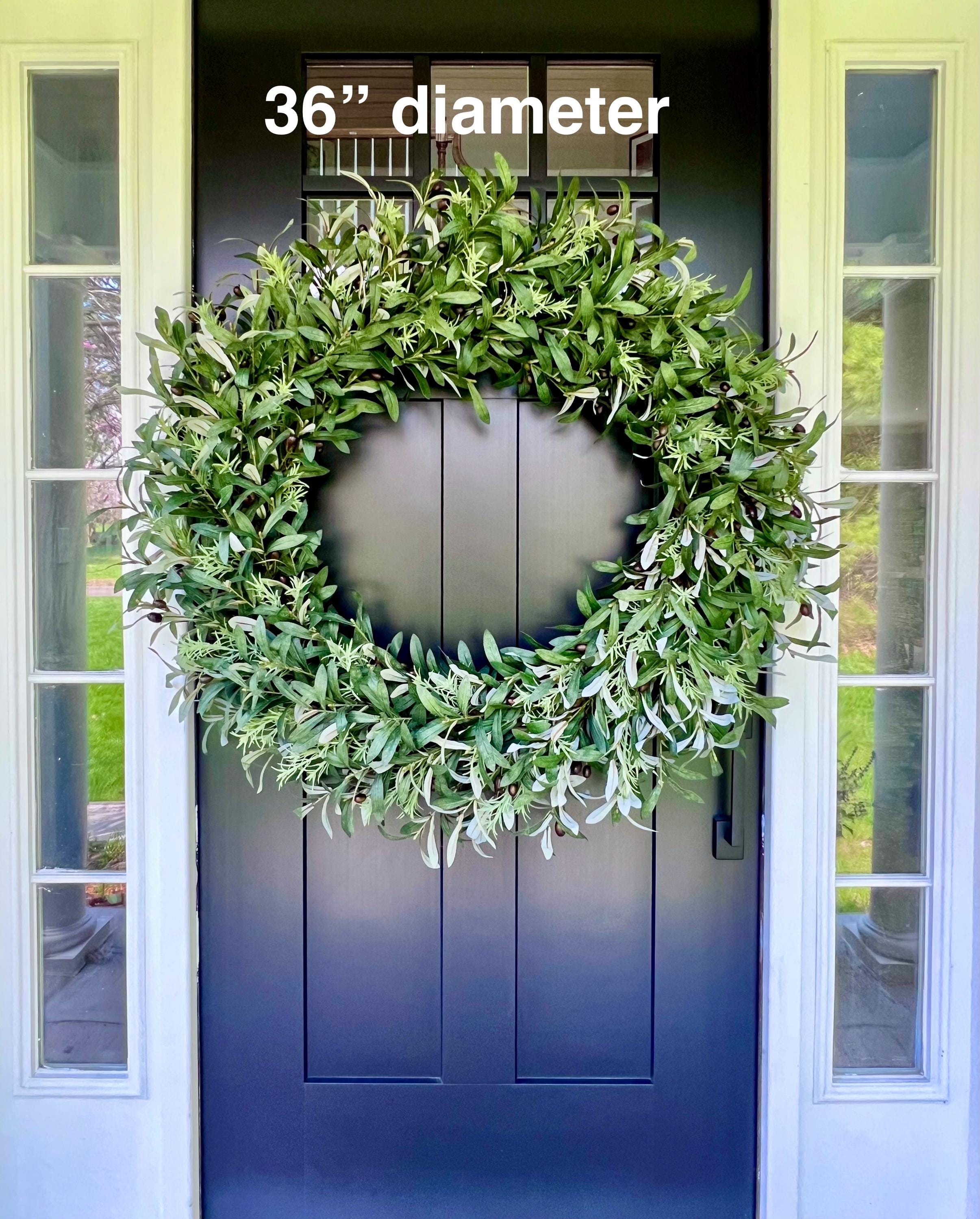 XL Olive Branch Wreath for Front Door, Large Year Round Greenery