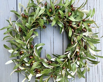 Olive Branch Wreath for Front Door, Year Round Greenery Wreath, Classic Olive Wreath, All Season Wreath, Summer Olive, Sage Green Wreath