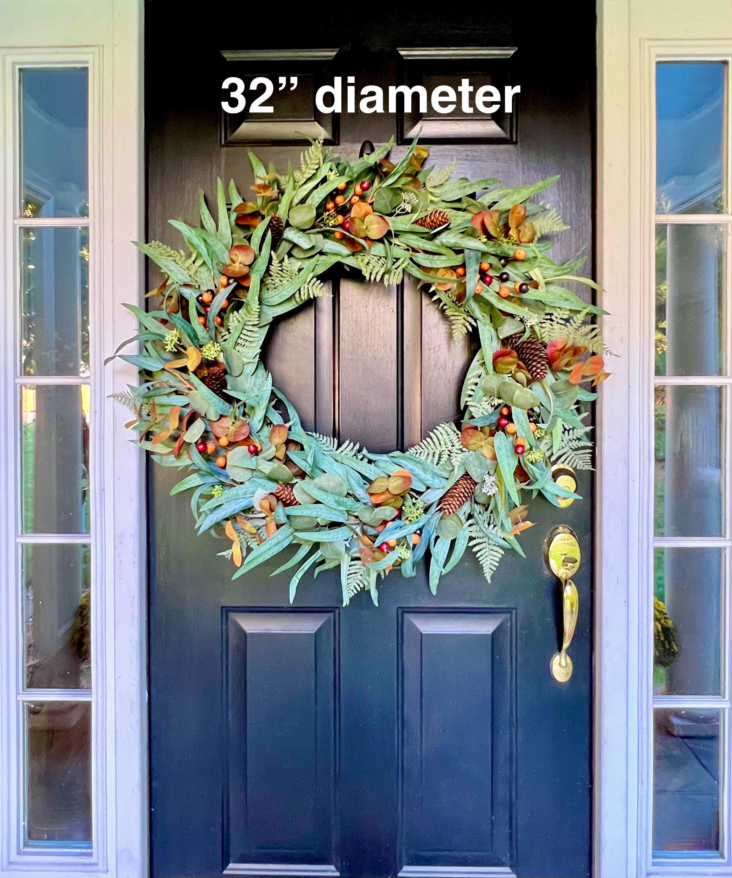 XL Fall Eucalyptus Wreath Farmhouse, Autumn Wreath for Front Door ...