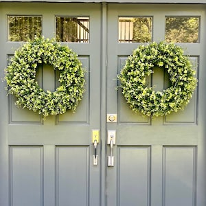 Boxwood and Eucalyptus Wreath for Front Door, Greenery Wreath, Year Round Wreath, Farmhouse Decor, Spring Wreath, Summer Wreath, Cottagecore