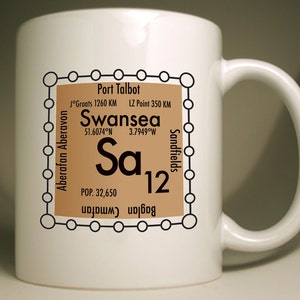 Swansea custom Sa postcode mug, UK science design SA12 (Aberafan)
