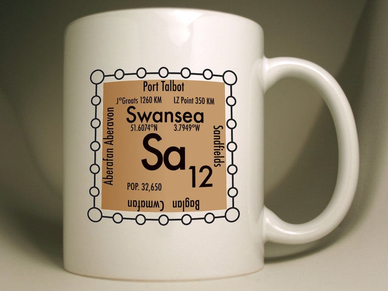 Swansea custom Sa postcode mug, UK science design SA12 (Aberafan)