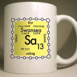 Swansea custom Sa postcode mug, UK science design SA13 (Bryn)