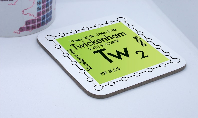 Postcode Coasters Twickenham Coaster With a Science Design: TW Postcodes - Etsy UK