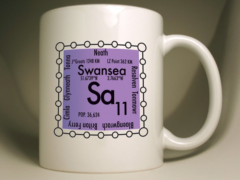 Swansea custom Sa postcode mug, UK science design SA11 (Blaengwrach)
