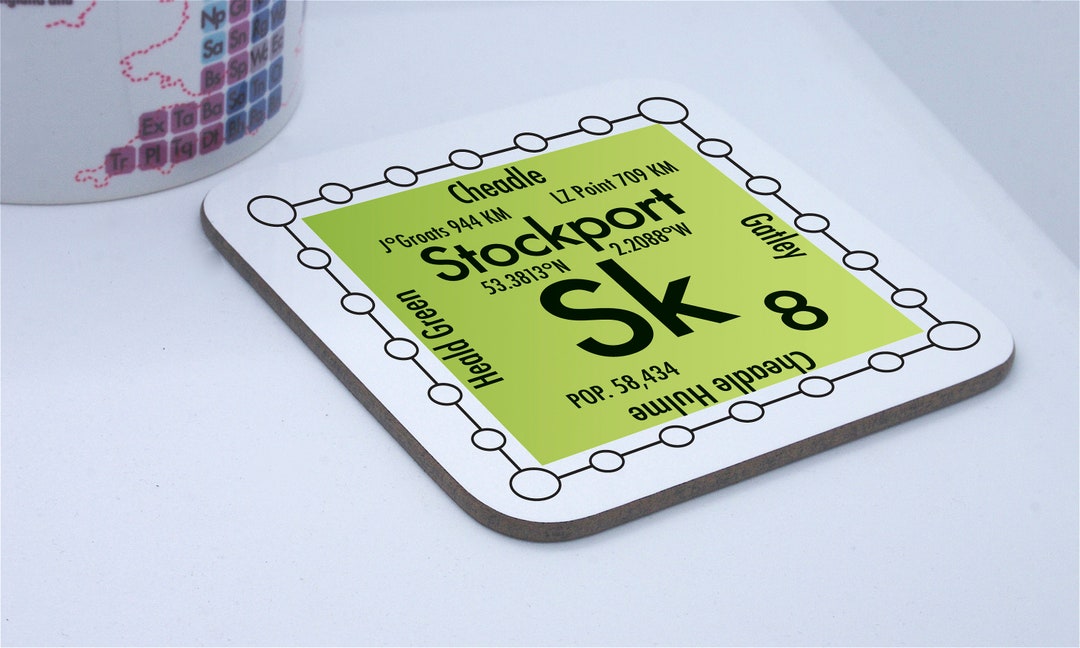 Postcode Coasters Stockport Coaster With a Science Design: SK Postcodes - Etsy UK