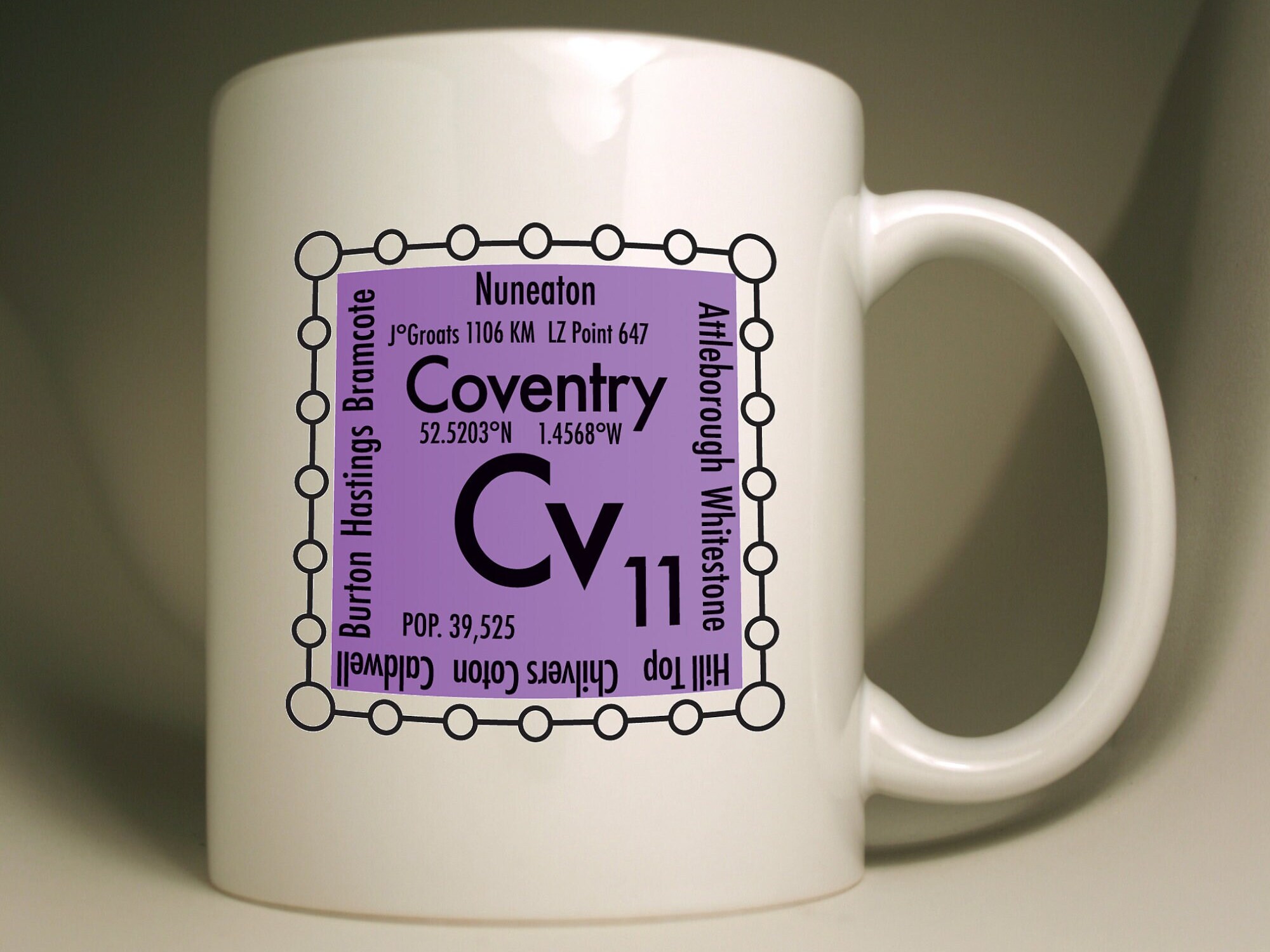 Coventry mug CV Personalised postcodes science design - Etsy México