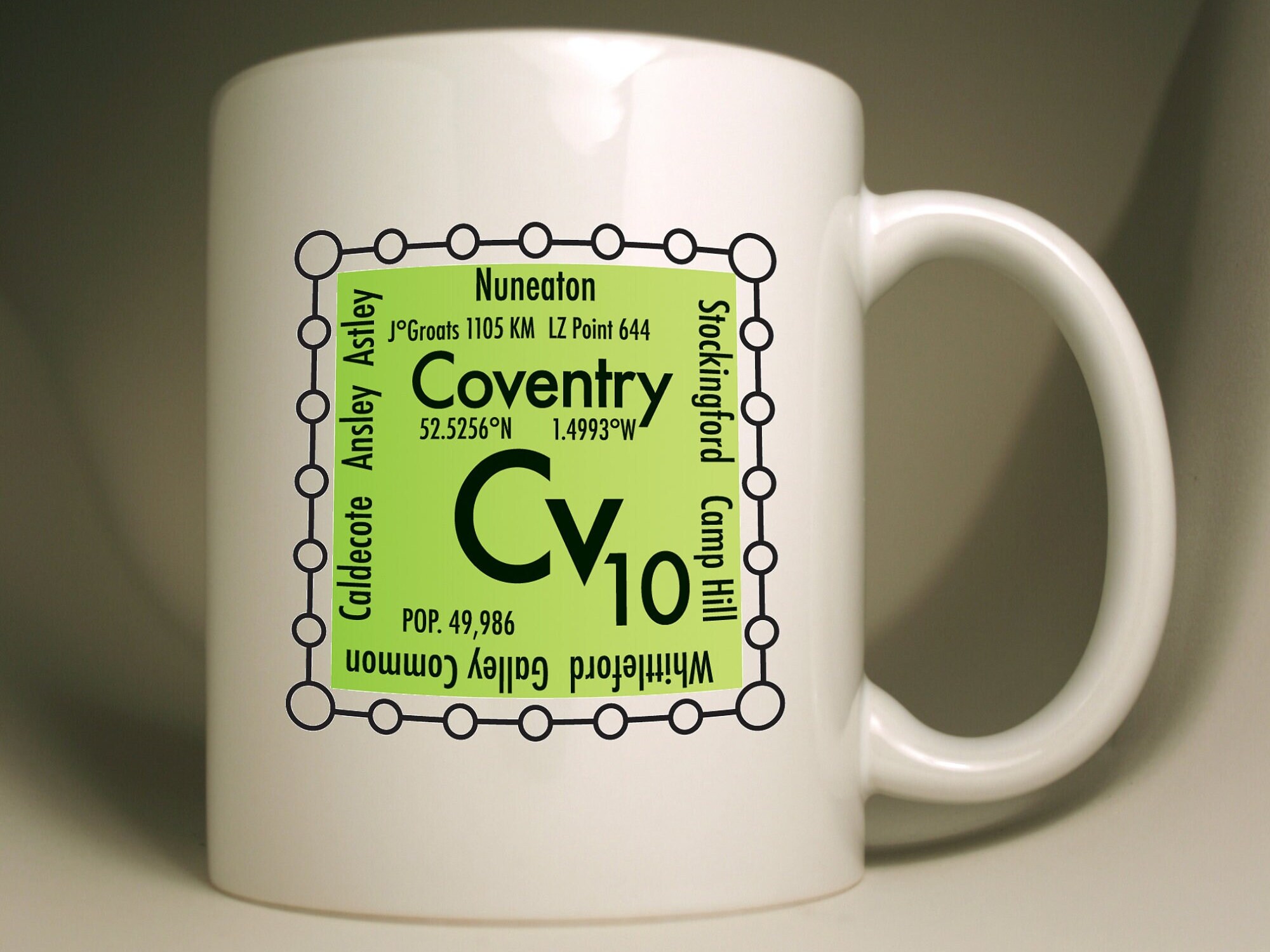 Coventry mug CV Personalised postcodes science design - Etsy México